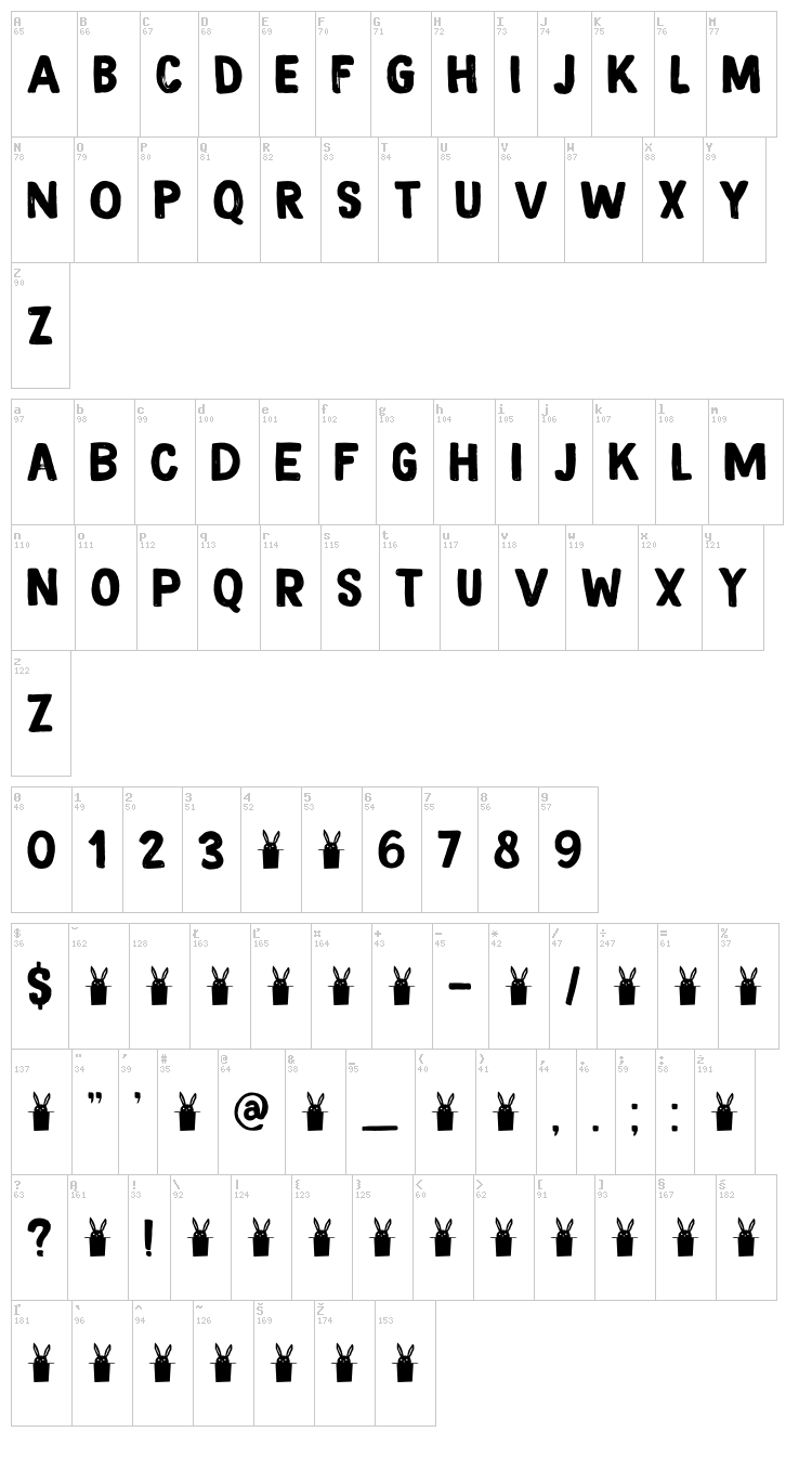 DK Magical Brush font map